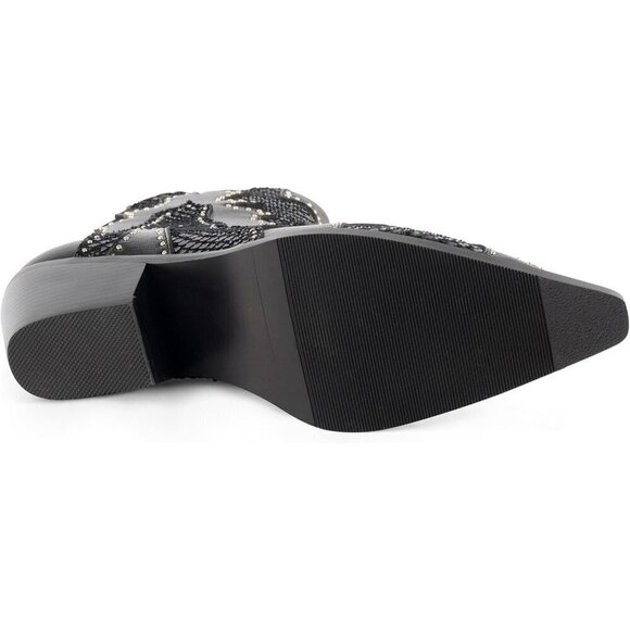 Women's Ankle Cowboy Rivet Studded Western Low Chunky Heel Almond Toe Short Boot - Picture 2 of 6